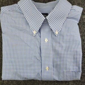 Brooks Brothers Shirt Mens 17-36 Blue Check  Non Iron Supima Stretch